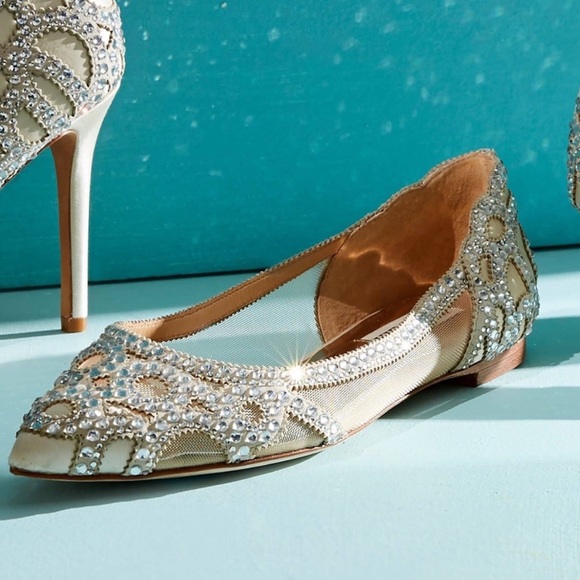 Badgley Mischka Gigi Crystal Pointed-Toe Evening Flat - Picture 3 of 5
